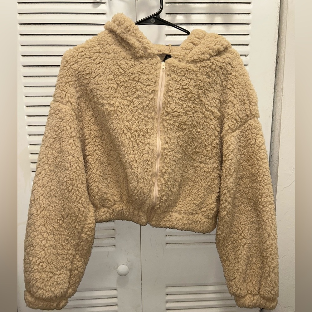 Cropped Teddy Tip Up Jacket NWOT